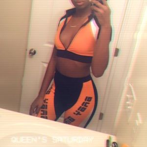 2 piece orange and black baby girl set